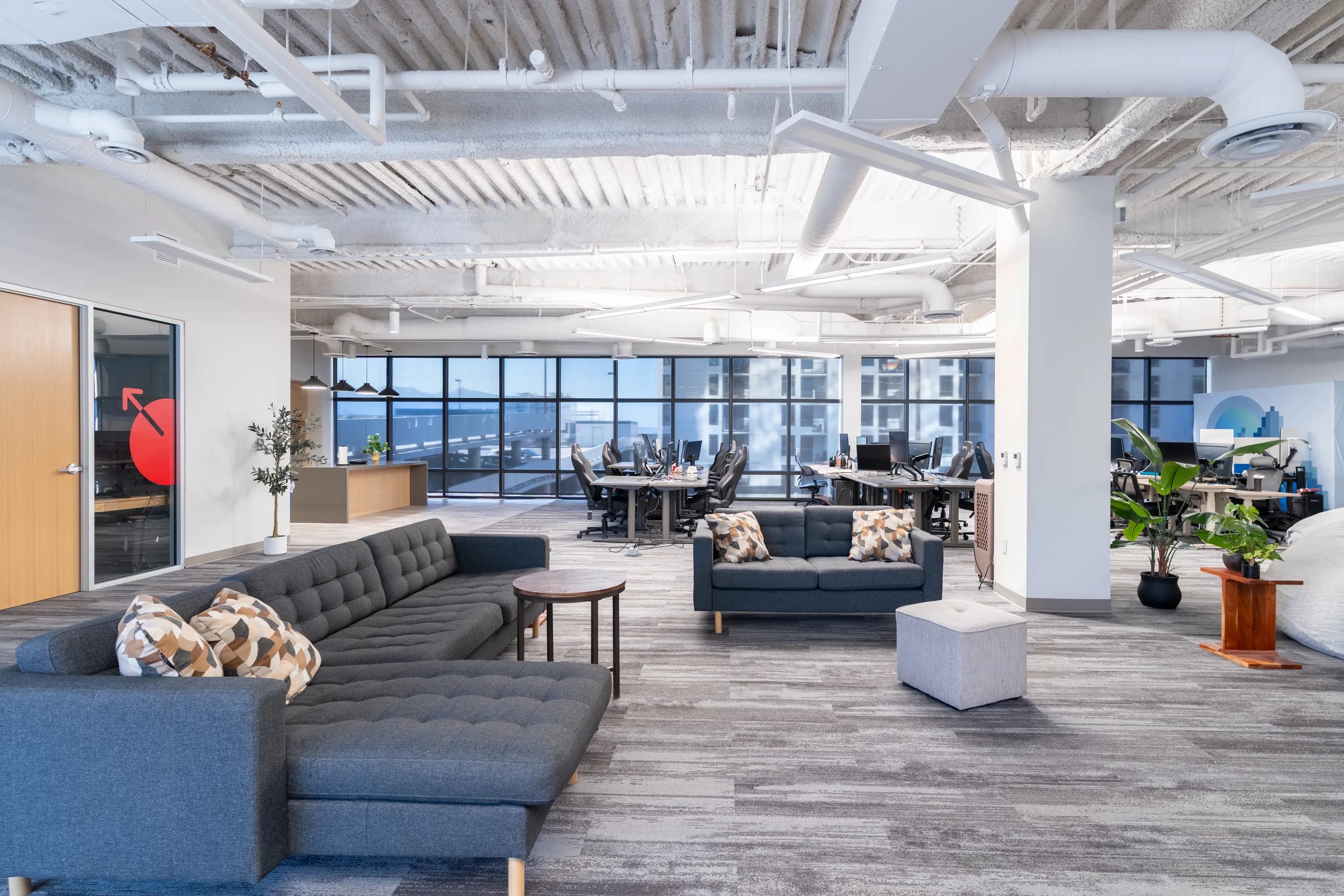 Spacious open lounge and work area at The Space at 250